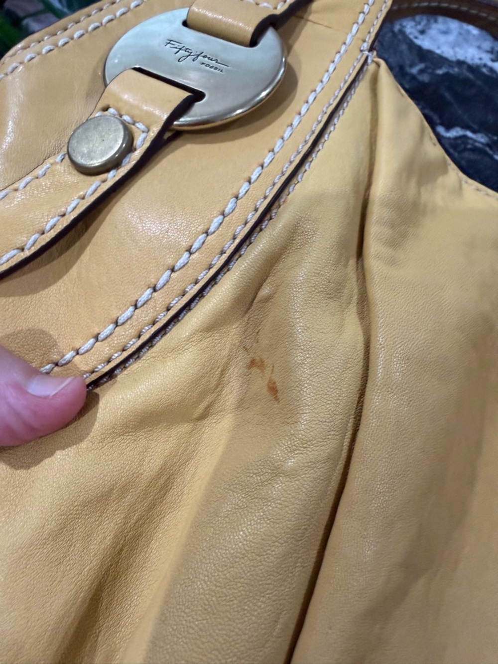 Fossil “Fifty-four” Yellow Leather Hobo Bag - Picture 9 of 11